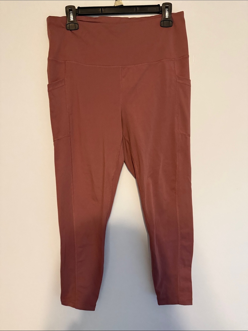 Yogalicious Mauve-Rust High-Waist Leggings with Side Pockets